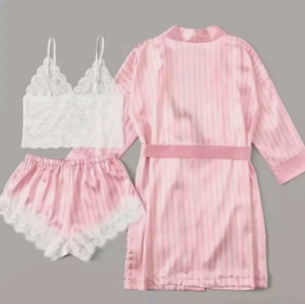 Woman's Sexy Lace 3 Piece Nightgown Pajama Sleep Wear
